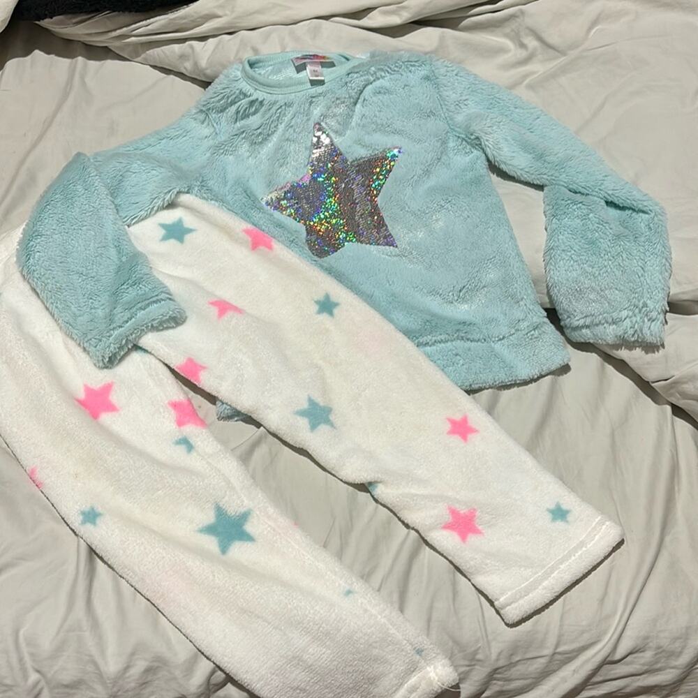 Bmagical Btween 6x turquoise silver star with white pants pajamas nwot